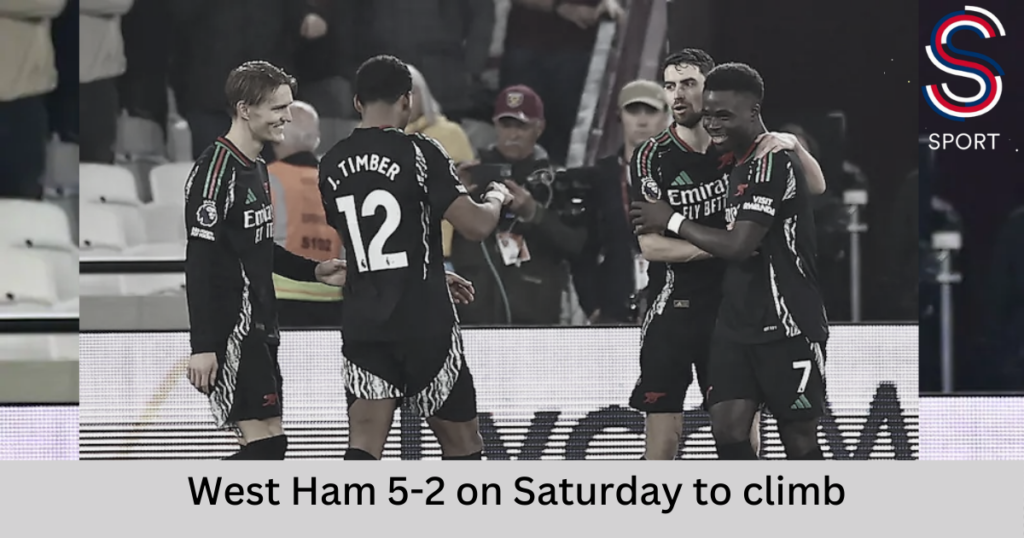 Arsenal Up To Second, West Ham 5-2 on Saturday to climb,Justin Kluivert's Penalty Hat-Trick Makes History